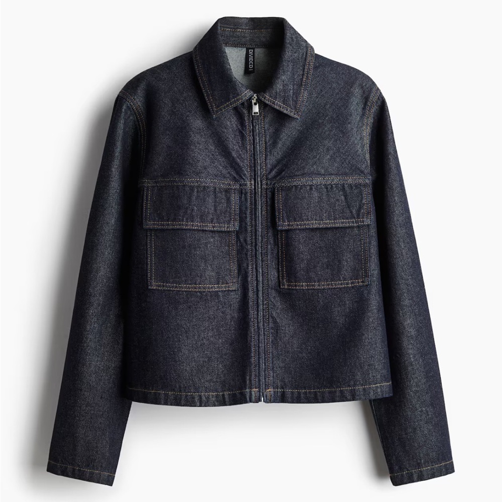 H&M Indigo Zip-Front Denim Jacket